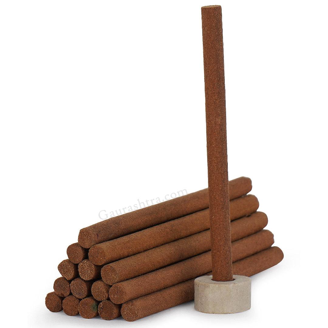 Goseva chandan dhoop sticks bundle. One dhoop on stand.