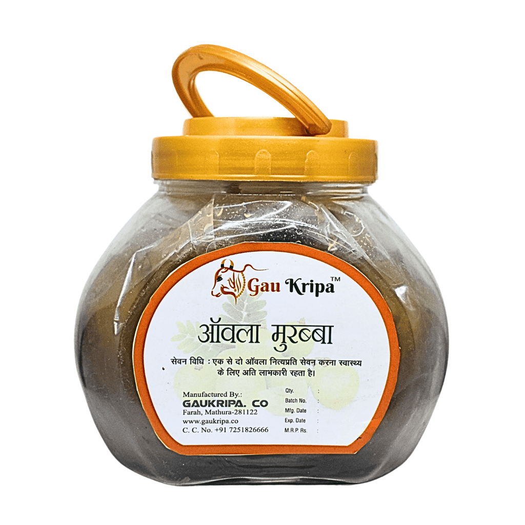 Pure Amla Murabba without Preservative in 1 KG jar from Aansh Herbals, made with organic sun-ripened amla, rich in nutrients for health benefits.