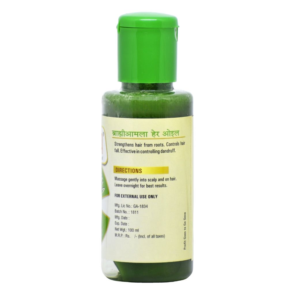 GoSeva Brahmi Amla Herbal Hair Oil bottle with natural ingredients for hair growth and dandruff control