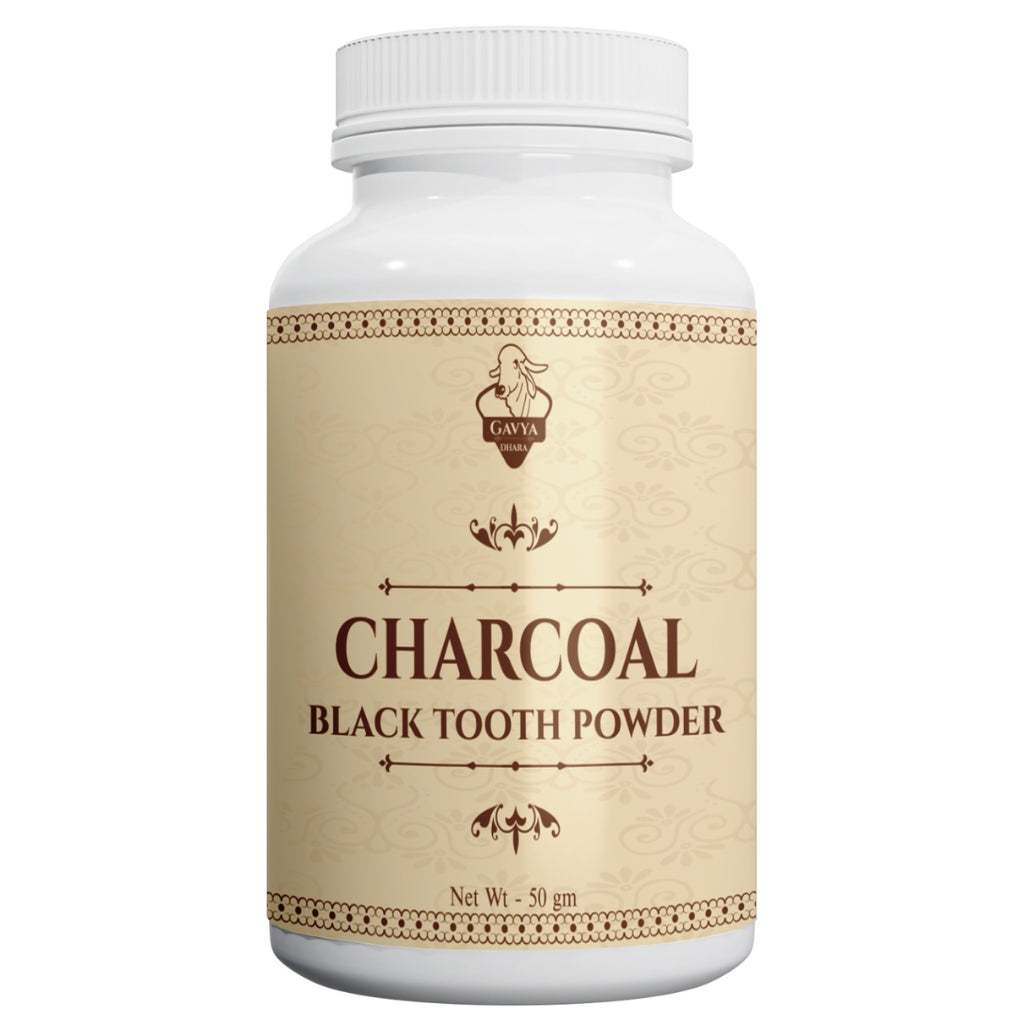 Gavyadhara Kala Dant Manjan black tooth powder packaging with natural charcoal ingredients for oral health