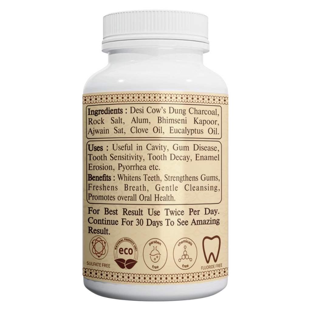 Gavyadhara Kala Dant Manjan black tooth powder 50g natural charcoal dental cleanser with freshening clove and ajwain oils