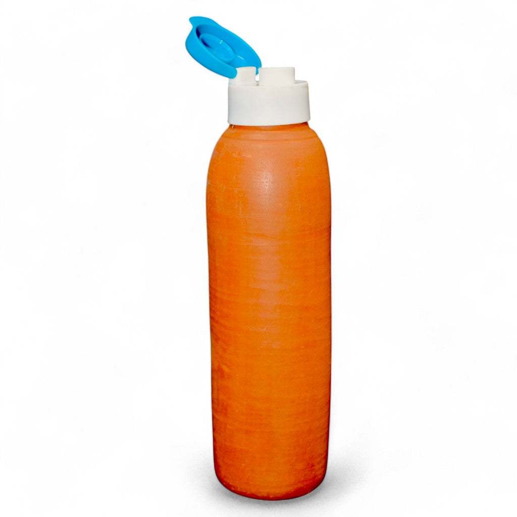Handcrafted 750ml clay water bottle for eco-friendly hydration and natural cooling