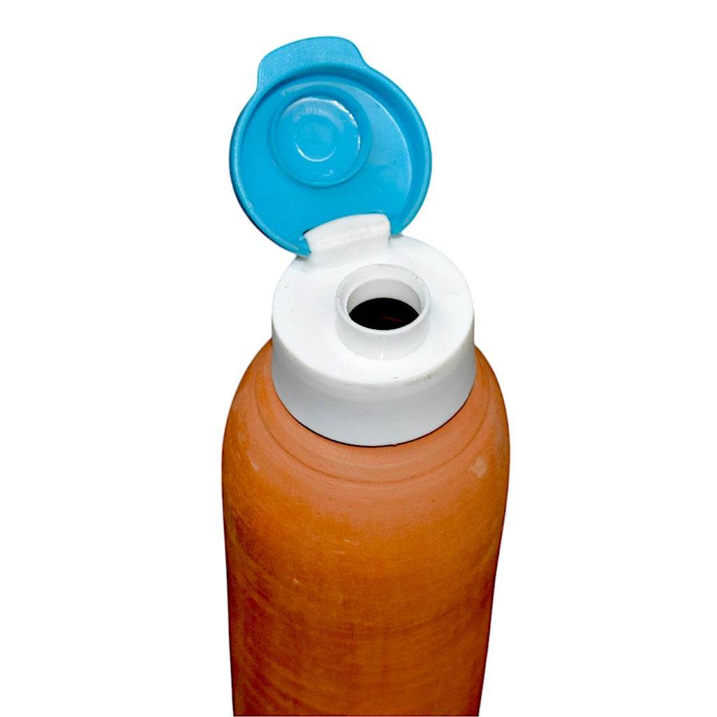 Handcrafted 750 ML eco-friendly clay water bottle for natural cooling and sustainable hydration