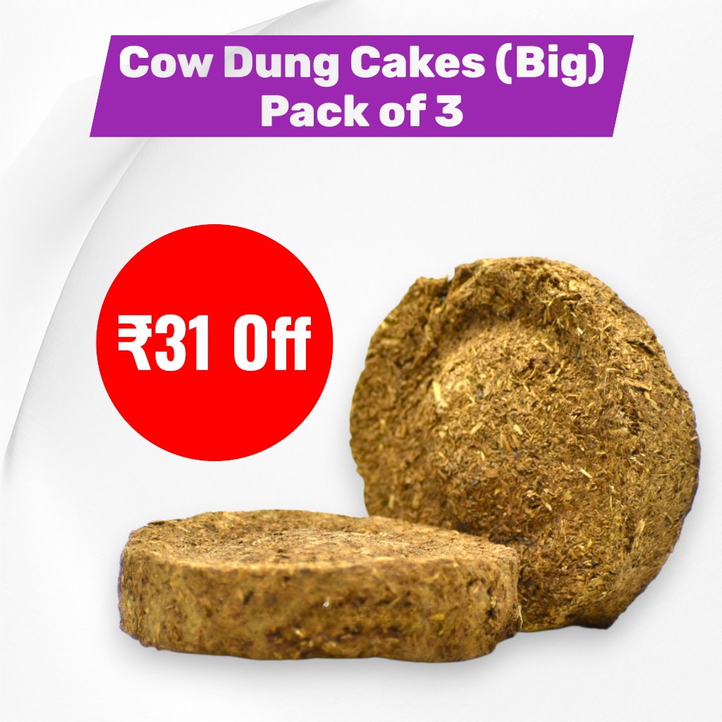 Pure Desi Cow Dung Cakes (Upale) - 20 pcs (Pack of 3)