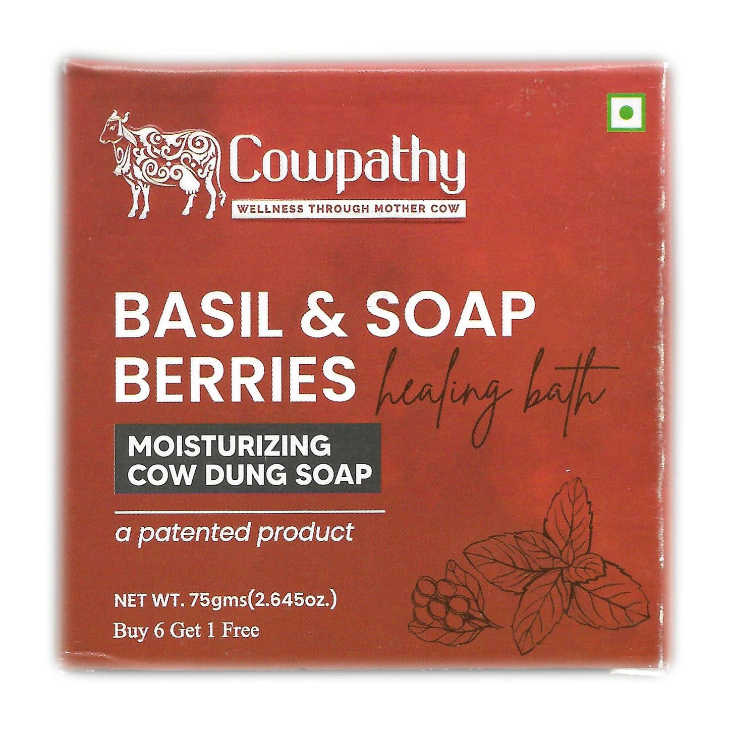 Cowpathy Cow Dung Basil and Soap Berries Moisturizing Ayurvedic Soap 75 GM