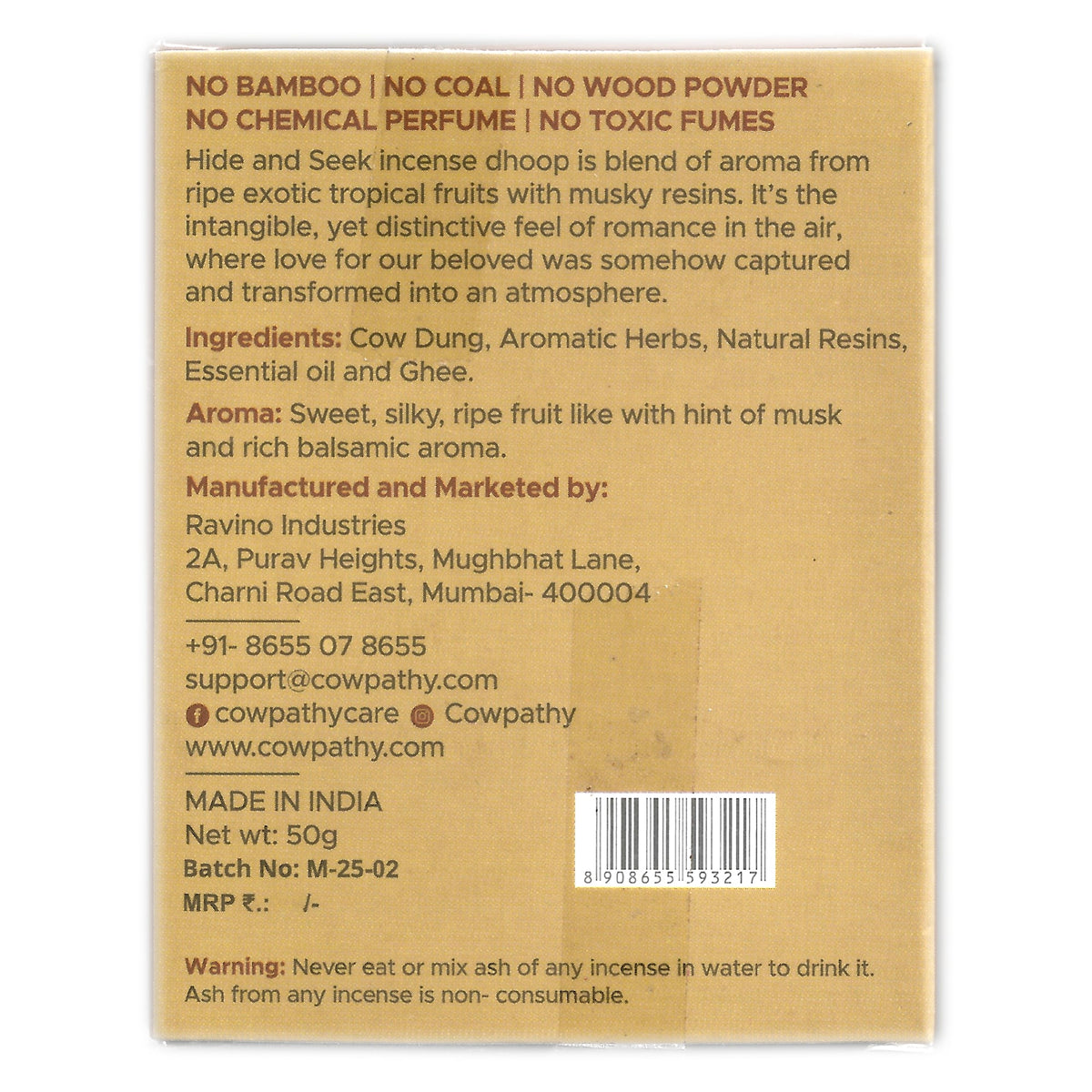 Cowpathy Cow Dung Saffron Dhoop Batti 50 GM pack of incense sticks with natural saffron and cow dung blend for meditation and pooja rituals