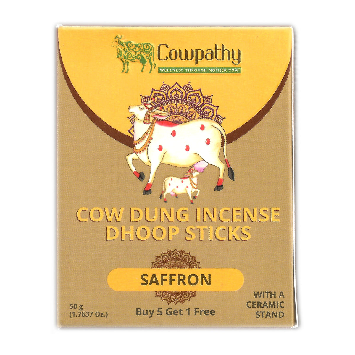 Cowpathy Cow Dung Saffron Dhoop Batti incense sticks for spiritual and eco-friendly home aroma