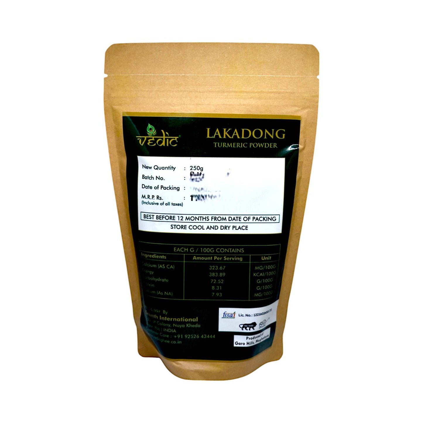 Vedic Lakadong Turmeric powder 250GM high curcumin for cooking and medicinal use