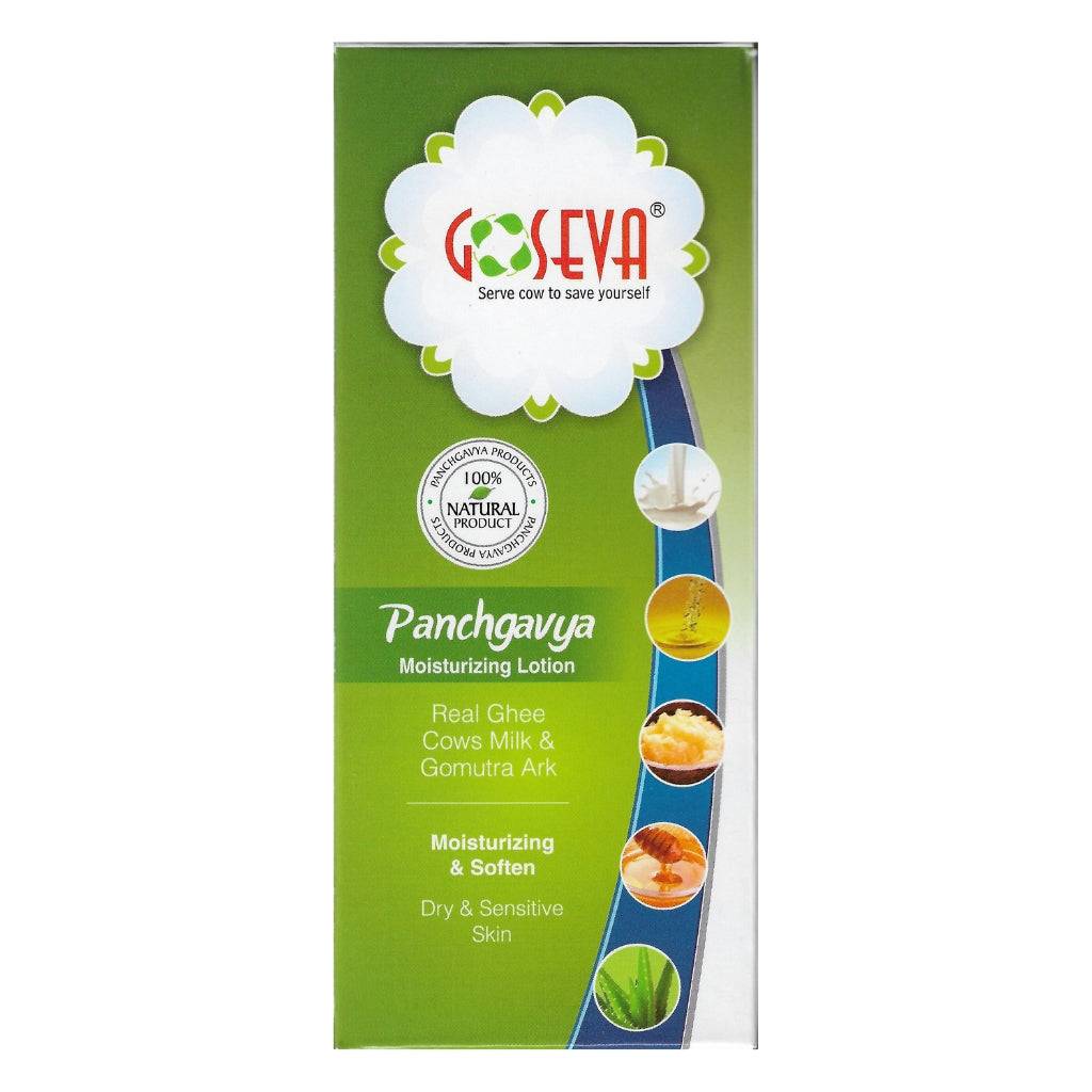 GoSeva Panchagavya Moisturizing Lotion 100ml bottle with natural Ayurvedic ingredients for deep skin hydration and nourishment