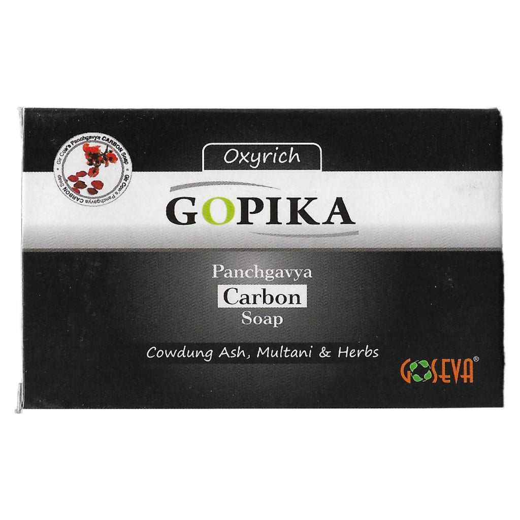 GoSeva Oxyrich Panchgavya Charcoal Soap bar with natural ingredients for deep cleansing and oil control