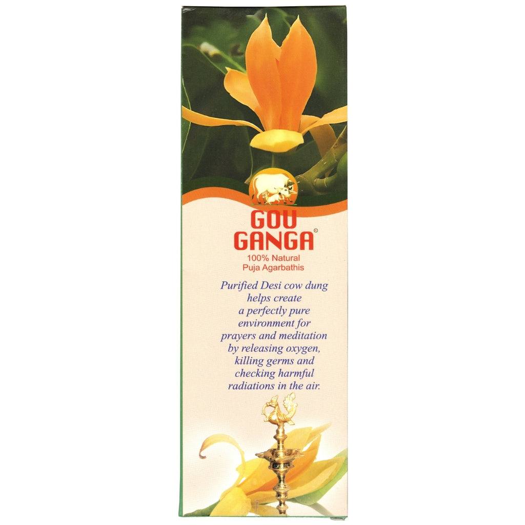 Pack of 90 Gou Ganga Champa Agarbatti incense sticks with pure cow dung and special herbs for a calming fragrance
