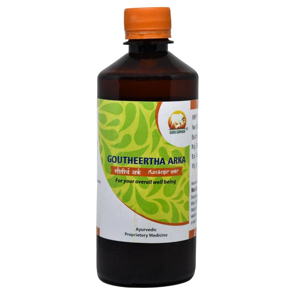 Gou Ganga Cow Urine Ark 450 ML bottle showing natural Ayurvedic remedy for immunity and digestion boost