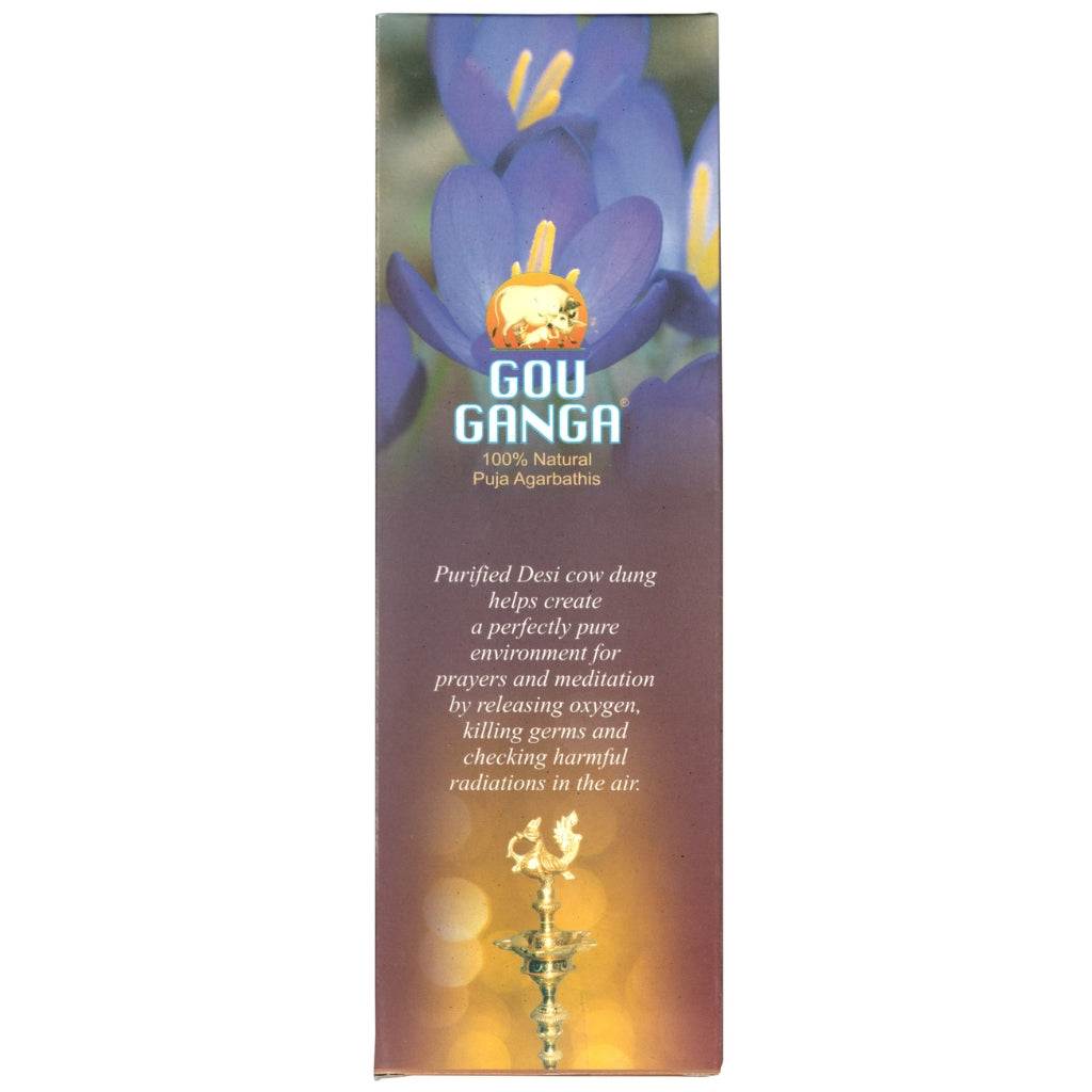 Gou Ganga Lavender Agarbatti pack with 90 incense sticks made from pure desi cow dung and herbs with calming lavender fragrance