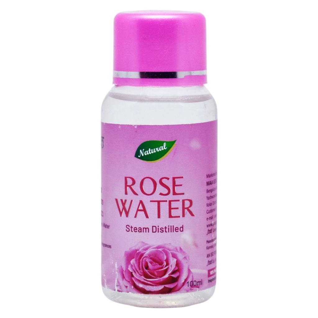 Gou Ganga Rose Water 100ml pure steam-distilled skincare toner with natural rose petals and no chemicals