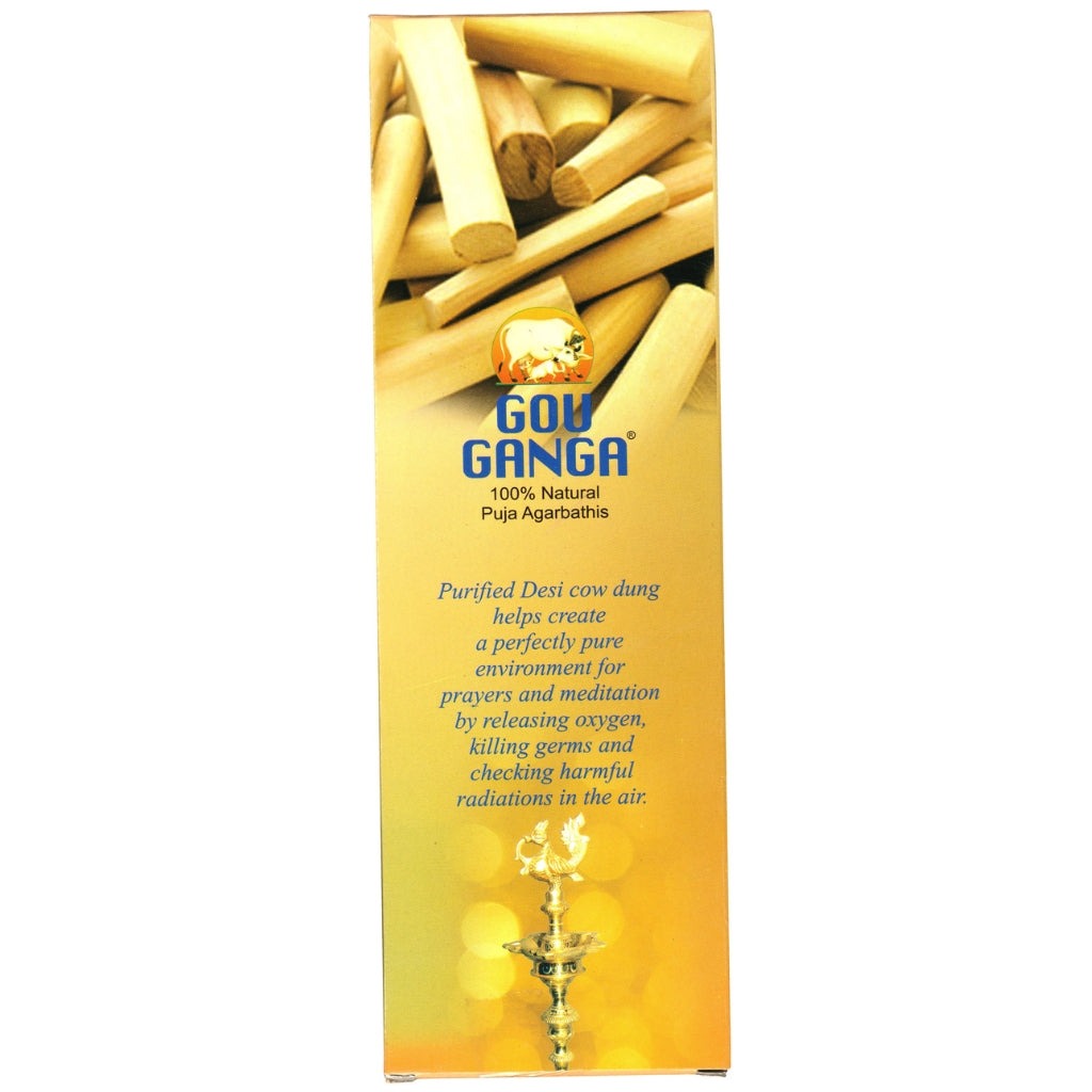 Gou Ganga Sandalwood Agarbatti pack of 90 incense sticks with pure cow dung and herbs for a pleasant fragrance