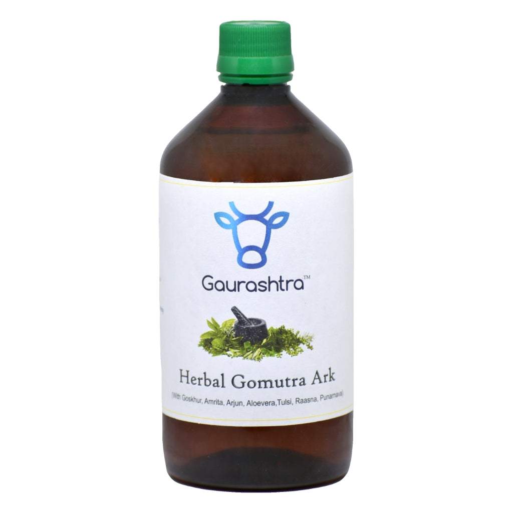 Gaurashtra Herbal Gomutra Ark 500ml natural remedy bottle with herbal ingredients for diabetes and joint pain relief