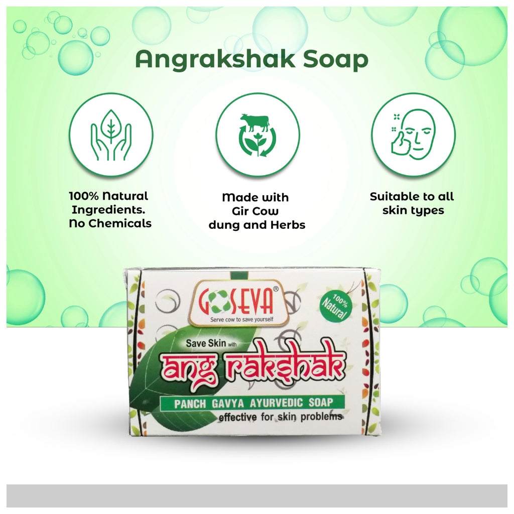 GoSeva Angrakshak Cow Dung Soap for skin allergy and natural healing, 75 GM packaging