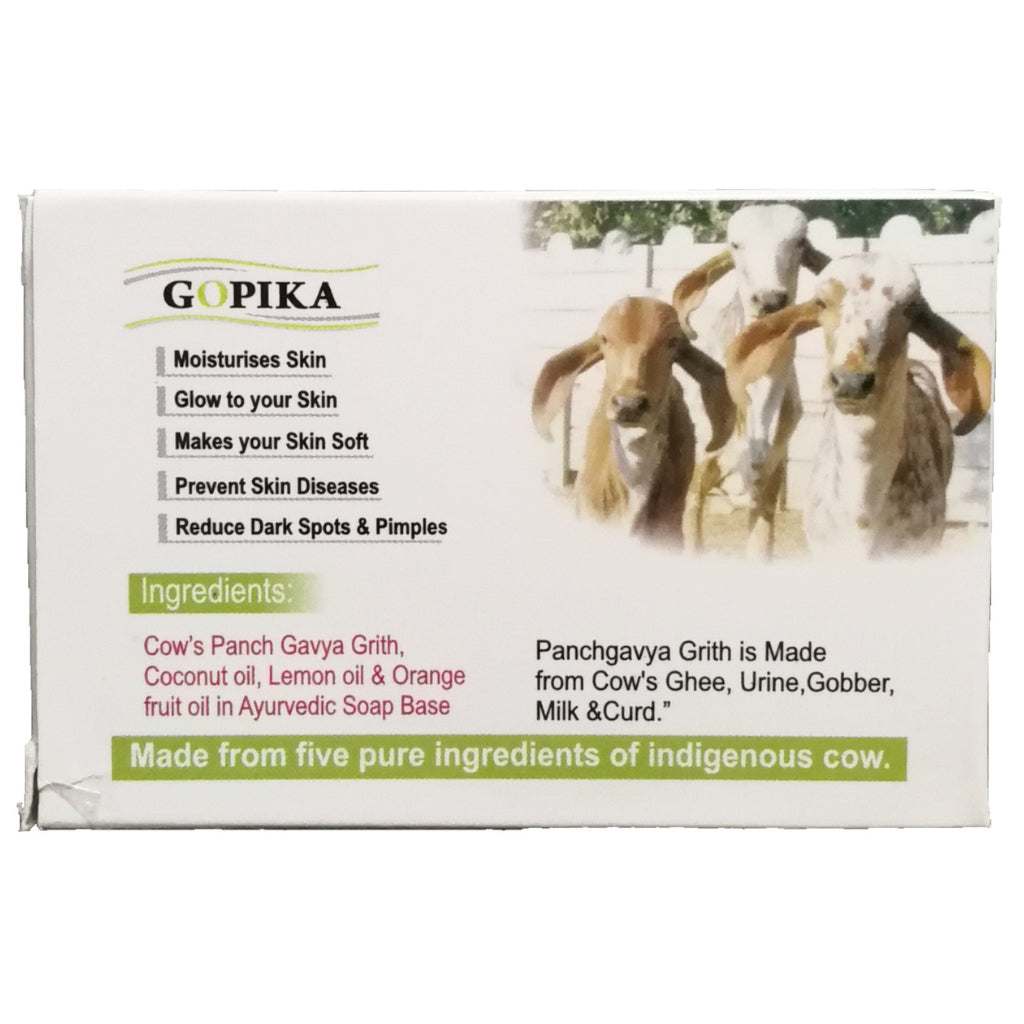 GoSeva Gopika Panchagavya herbal bathroom soap 75 GM with lemon fragrance and antibacterial properties