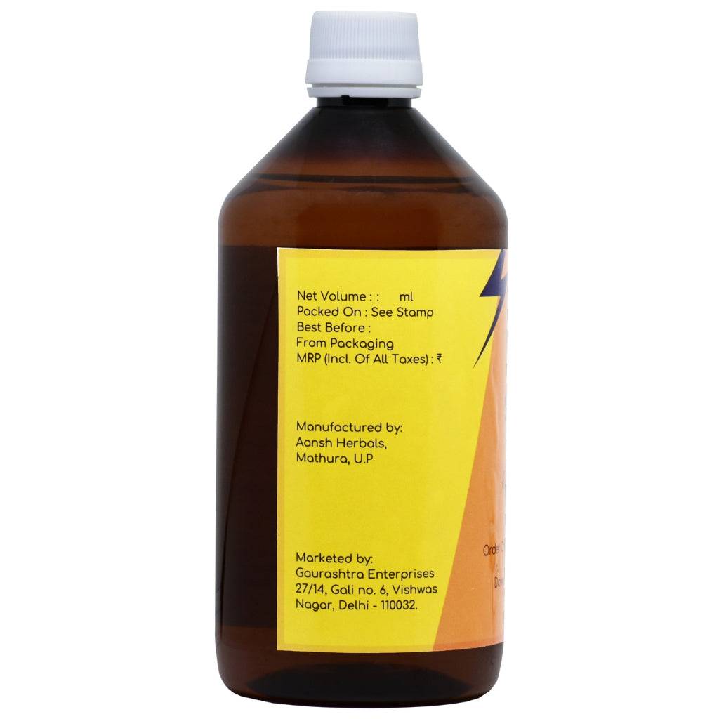 Gaurashtra Shakti Gomutra Ark 500ml bottle with Haldi, Neem, Tulsi ingredients for Panchagavya medicine