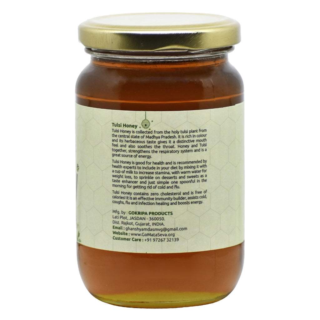 GoSeva Tulsi Honey 400ML natural raw honey jar from Madhya Pradesh with health benefits