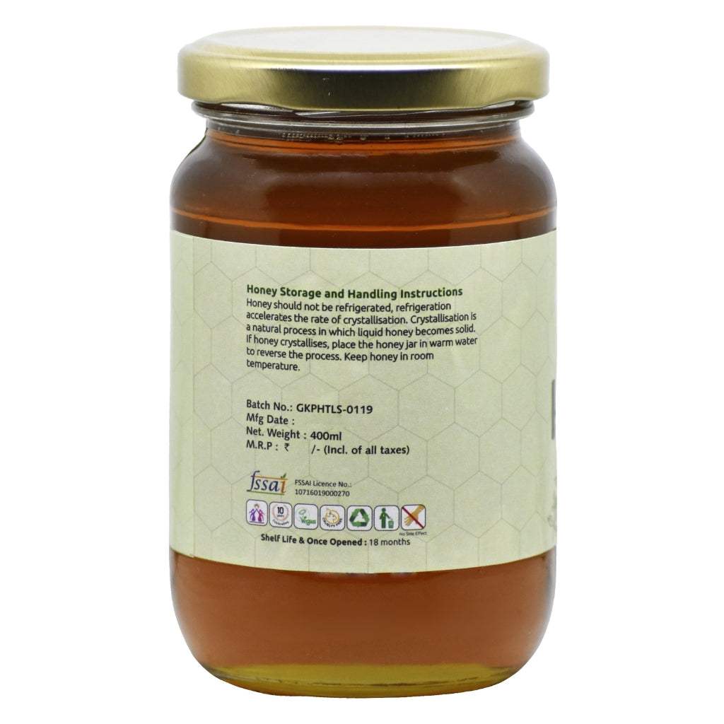 GoSeva Tulsi Honey 400 ML jar showcasing natural raw honey from tulsi plant with health benefits and purity assurance