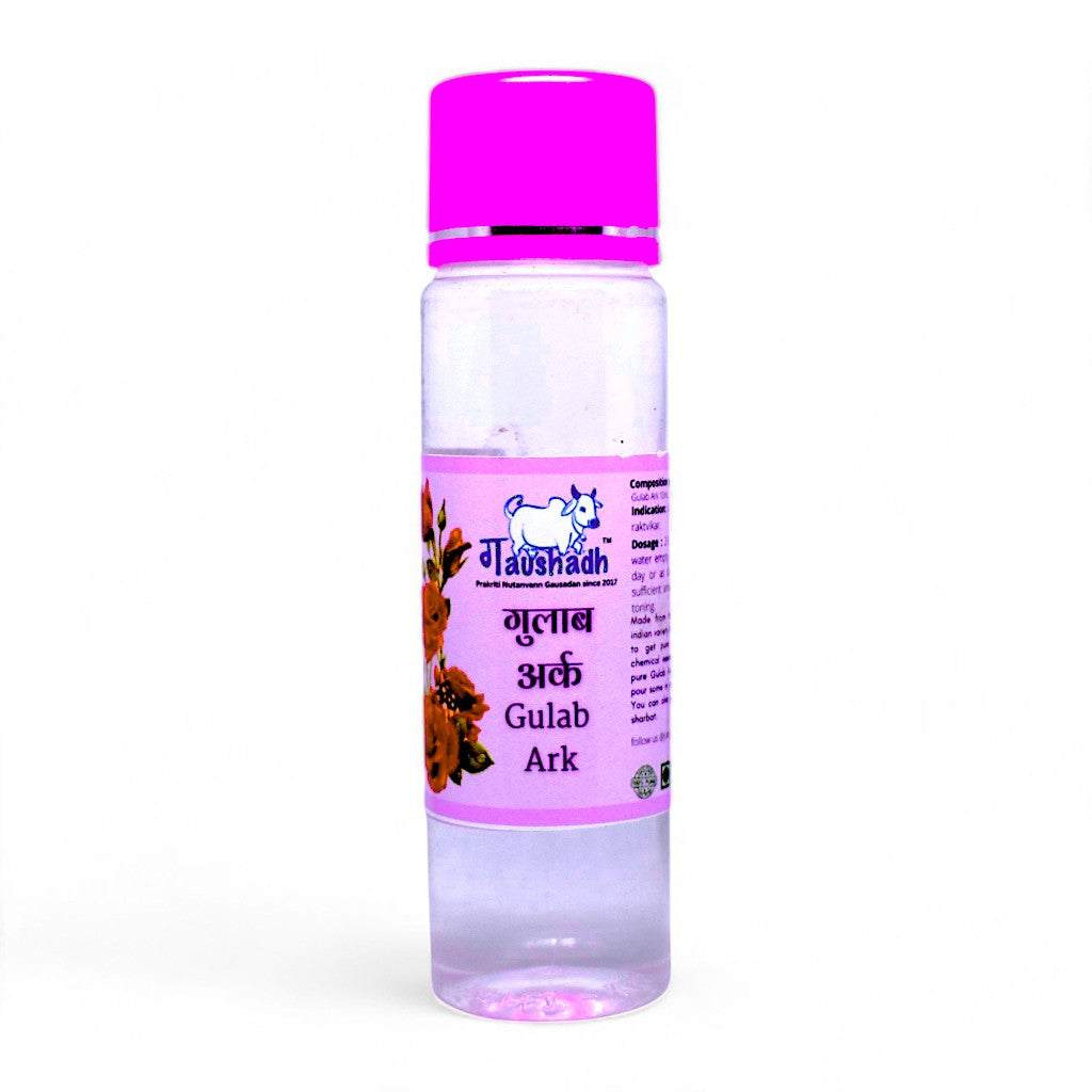 Gaushadh Gulab Jal 100 ML Ayurvedic edible rose water with pure steam-distilled Indian rose petals