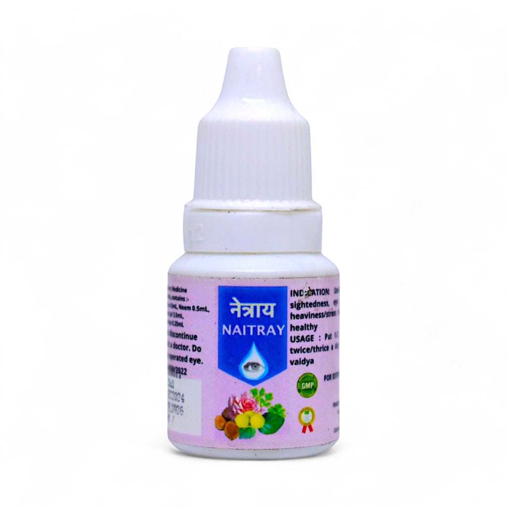 Prakriti Naitray Panchagavya Eye Drops 10ML bottle for improving eyesight with natural ingredients