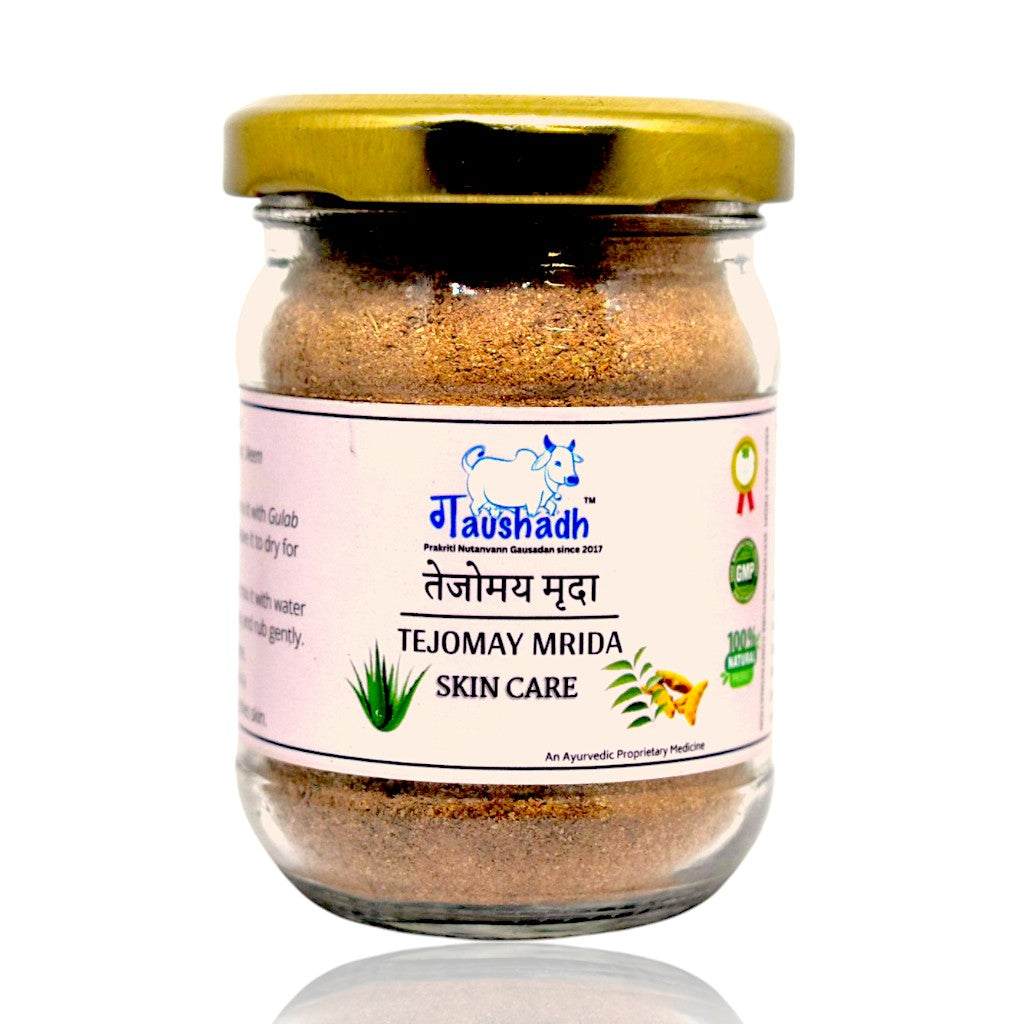 Gaushadh Tejomay Mrida facepack tube for tan removal and skin rejuvenation with natural ingredients