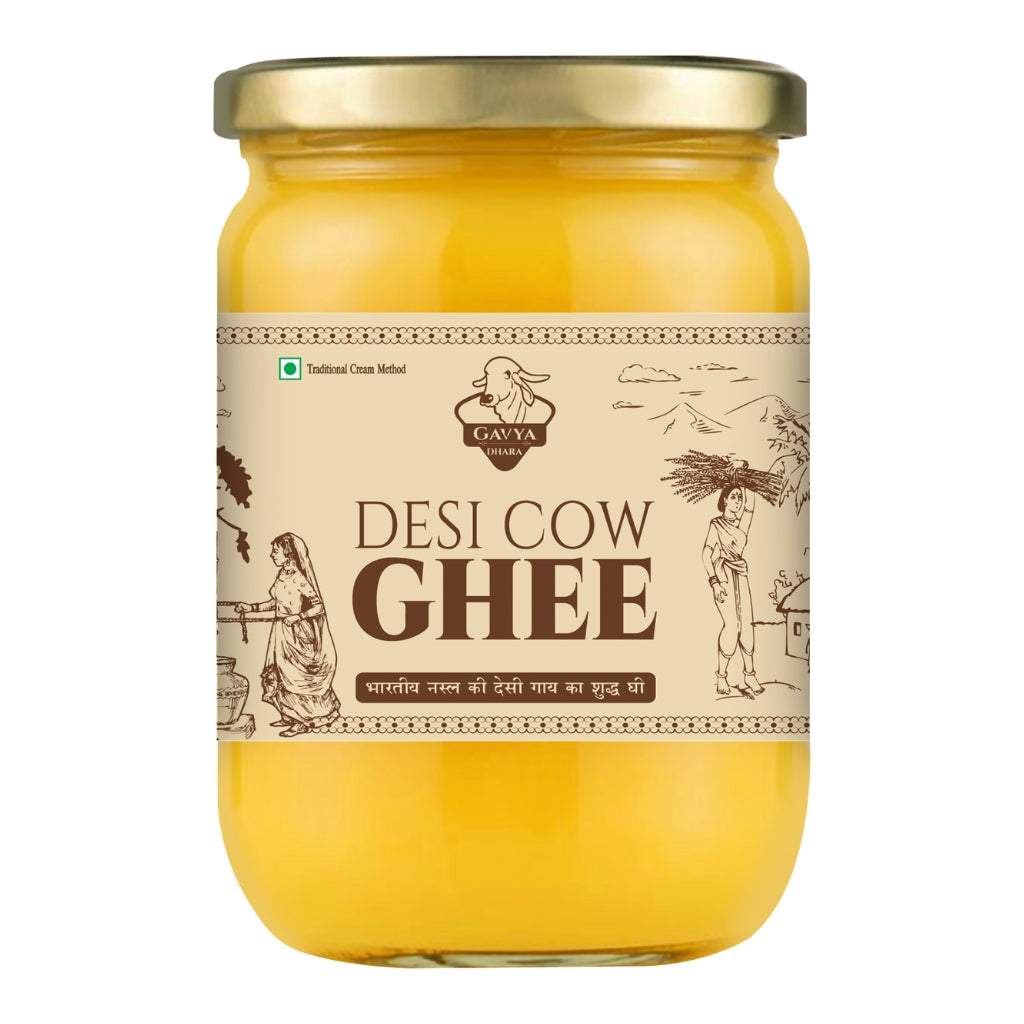 Gavyadhara Desi Cow A2 Ghee 1 litre jar showcasing pure, traditional Indian A2 ghee with eco-friendly packaging