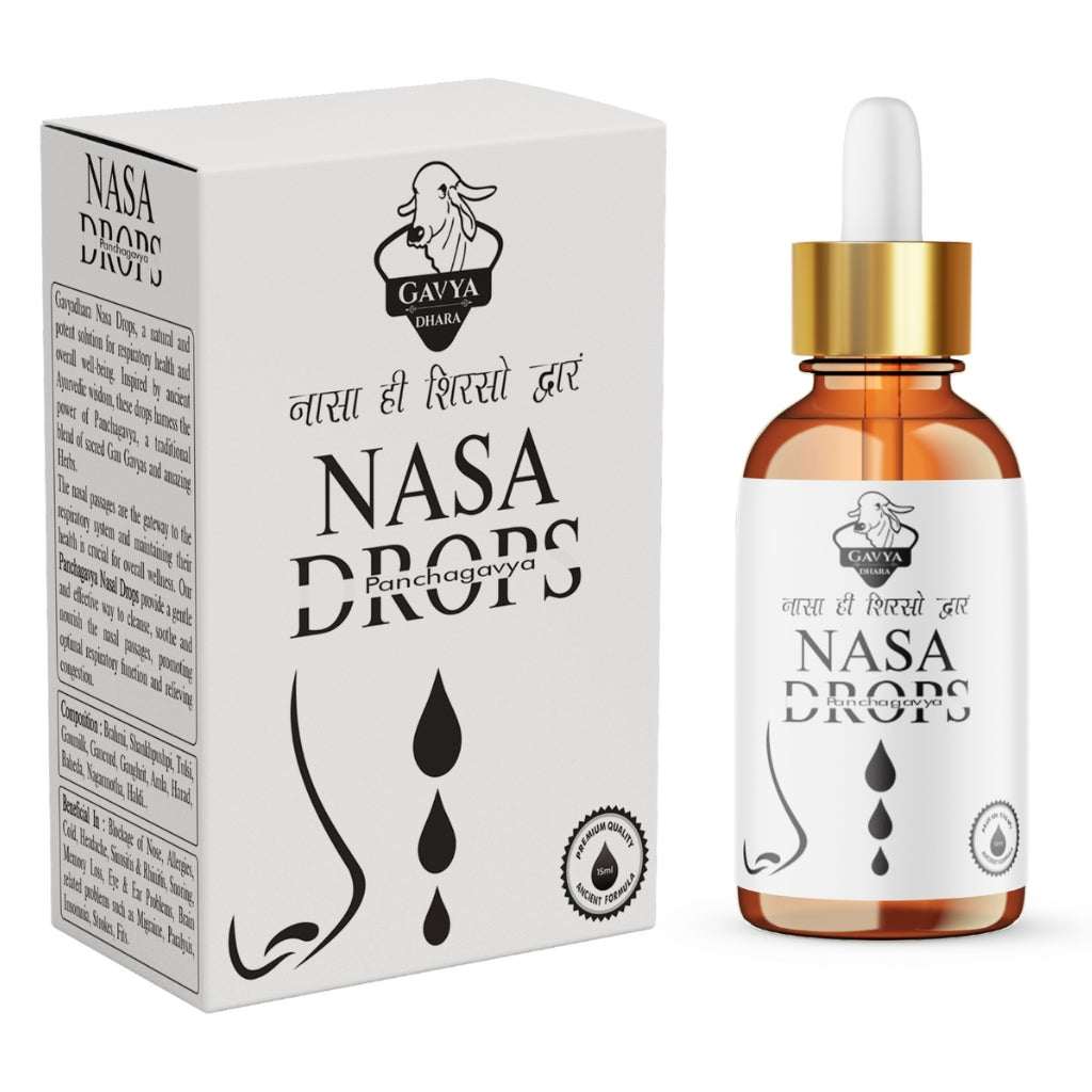 Gavyadhara Panchagavya Nasal Drops 15ml bottle for migraine and sinus relief
