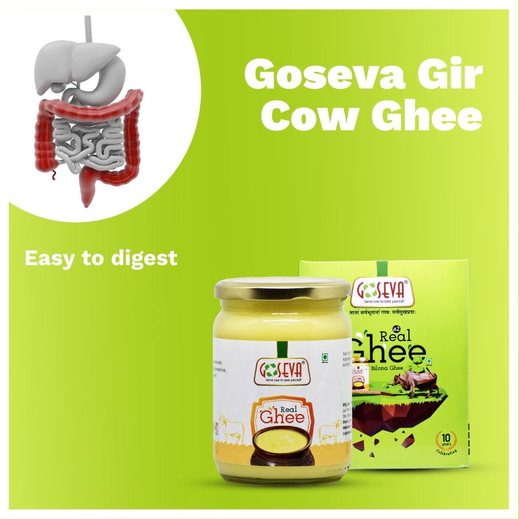 GoSeva Gir Cow Ghee 500ml bottle showcasing pure A2 ghee from indigenous Gir cows with golden color and traditional packaging