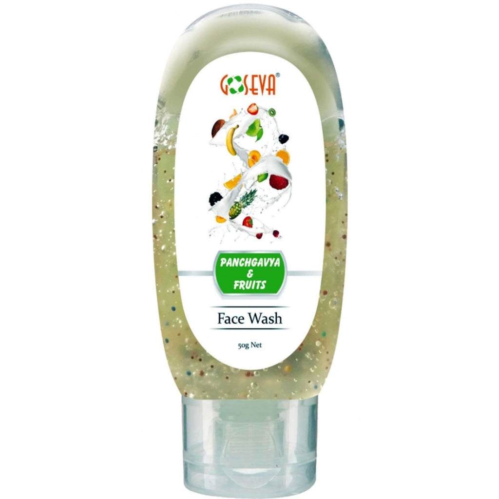 GoSeva Face Wash 50 ML bottle for oily skin with Panchagavya and fruit extracts promoting deep cleansing and hydration