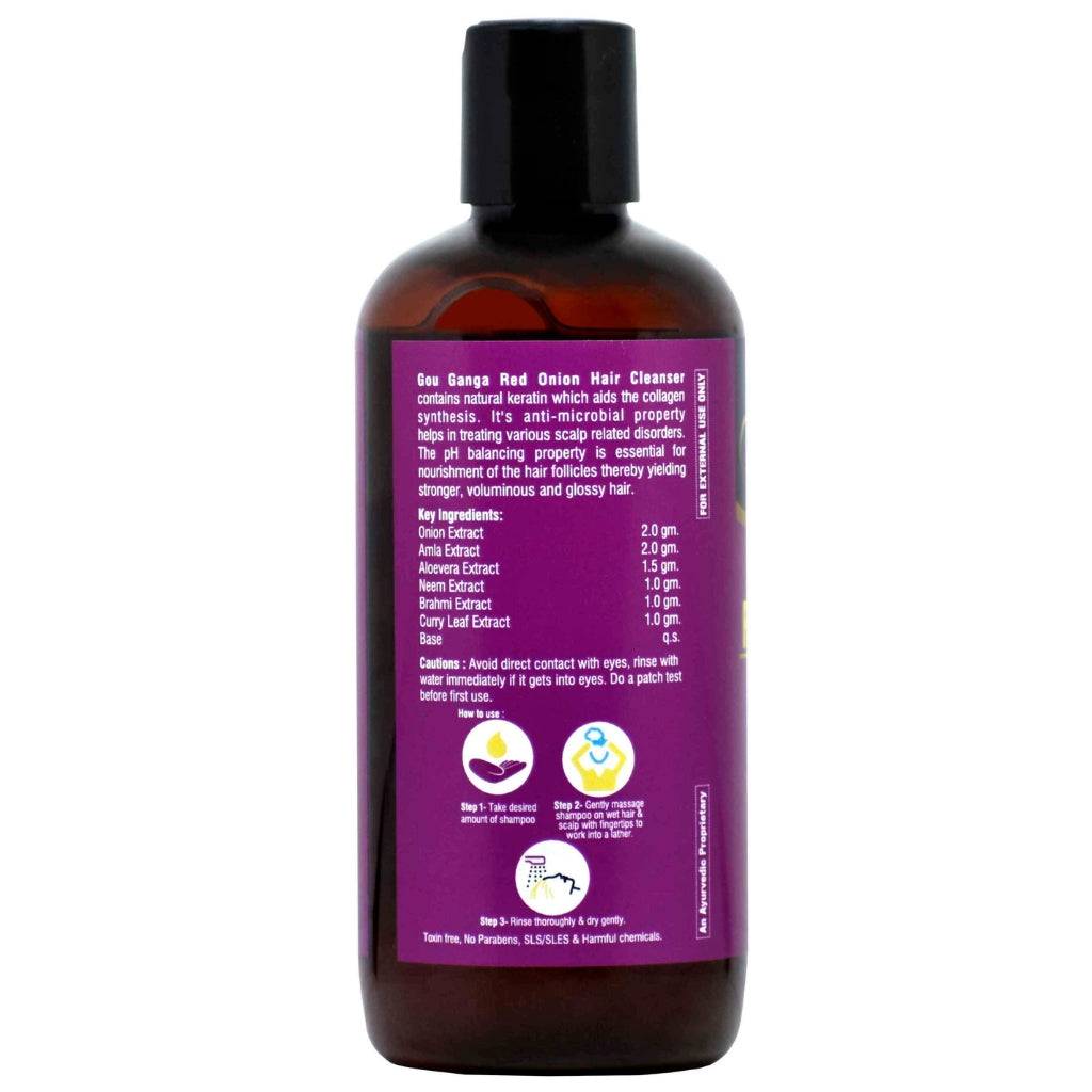 Gou Ganga Red Onion Shampoo 300ml bottle with natural herbal ingredients for healthy scalp and hair growth
