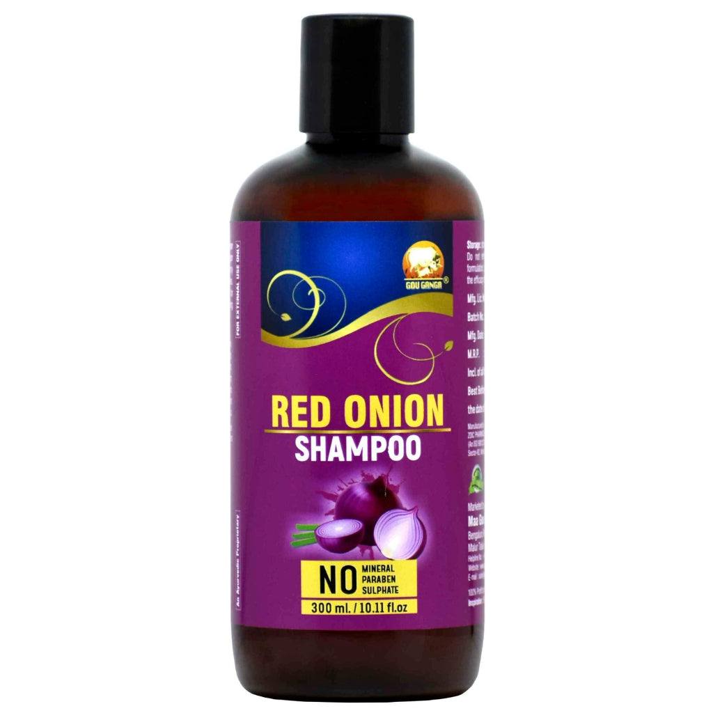 Gou Ganga Red Onion Shampoo 300ml bottle with natural herbal ingredients for healthy scalp and hair growth