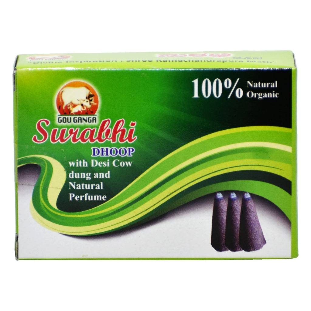 Gou Ganga Surbhi Cow Dung Dhoop Batti 15 cones with sandalwood and guggal aroma for natural air purification