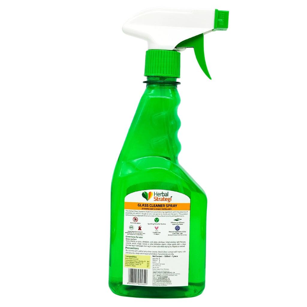 Herbal Strategi Glass Cleaner 500ml bottle with plant-based formula for streak-free, natural glass cleaning