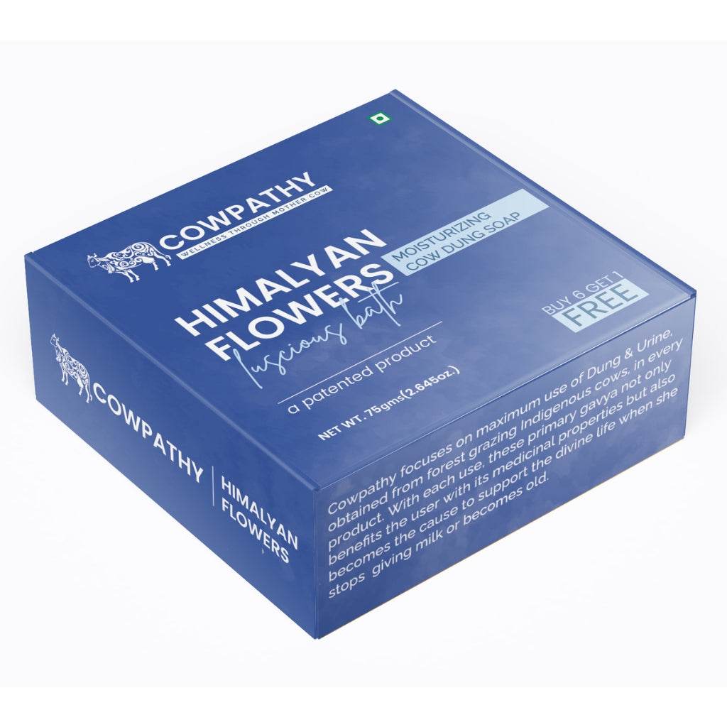 Cowpathy Cow Dung Himalayan Flowers moisturizing bath soap 75 GM bar with natural herbs and essential oils