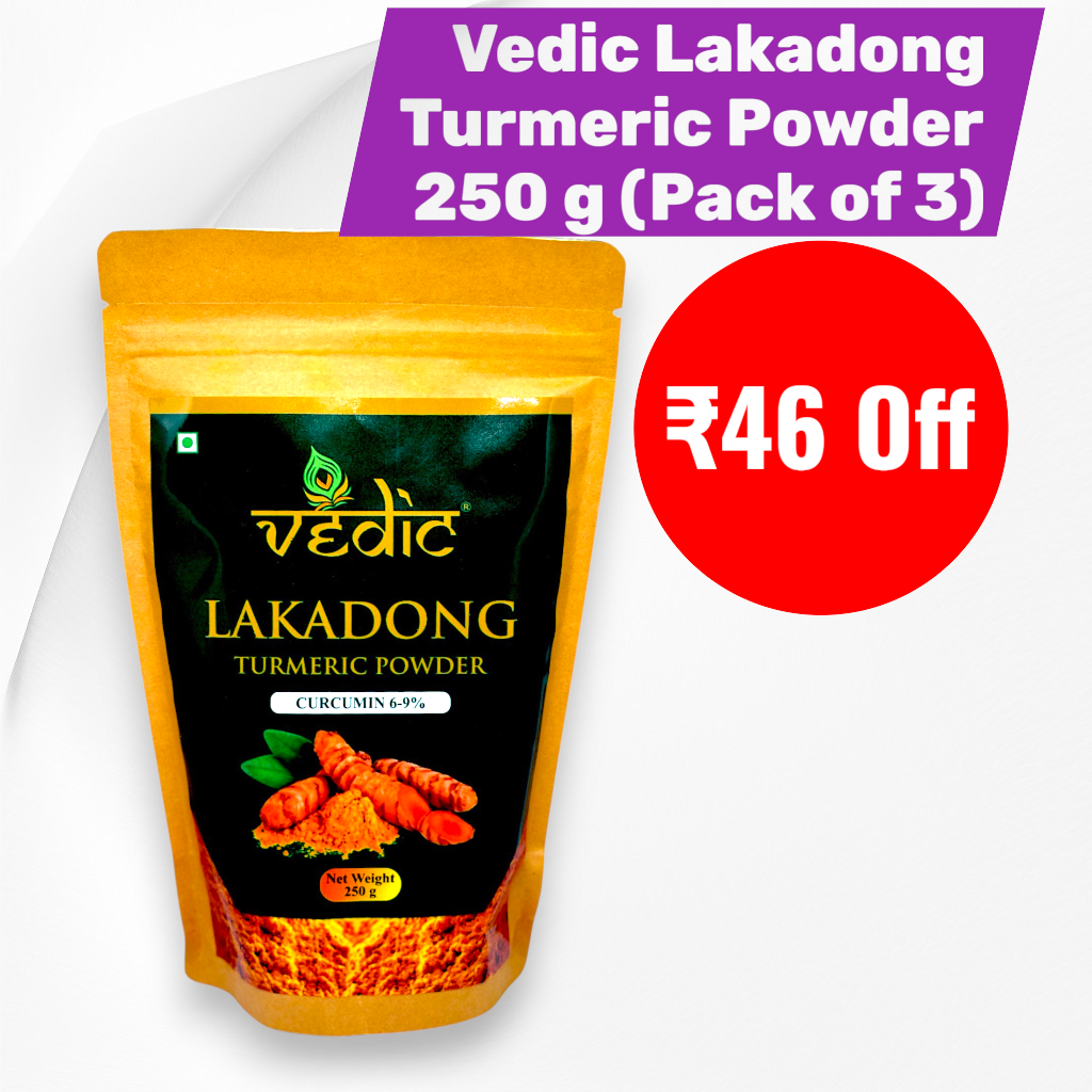 Vedic Lakadong Turmeric Powder - 250g (Pack of 3)