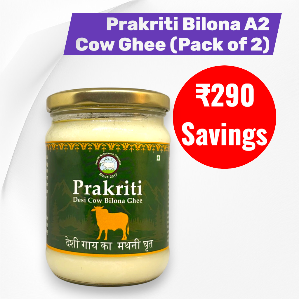 Prakriti Bilona A2 Cow Ghee - 500 ml (Pack of 2)