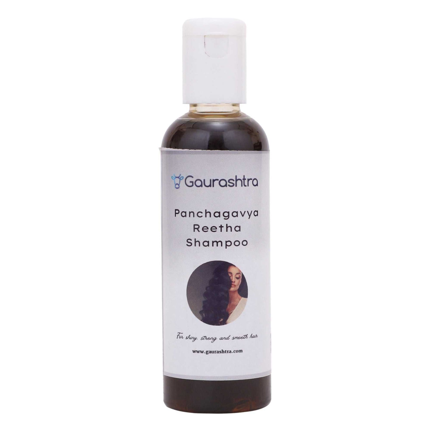 Gaurashtra Reetha Shampoo bottle with Amla and Shikakai herbs for hair fall control and dandruff prevention