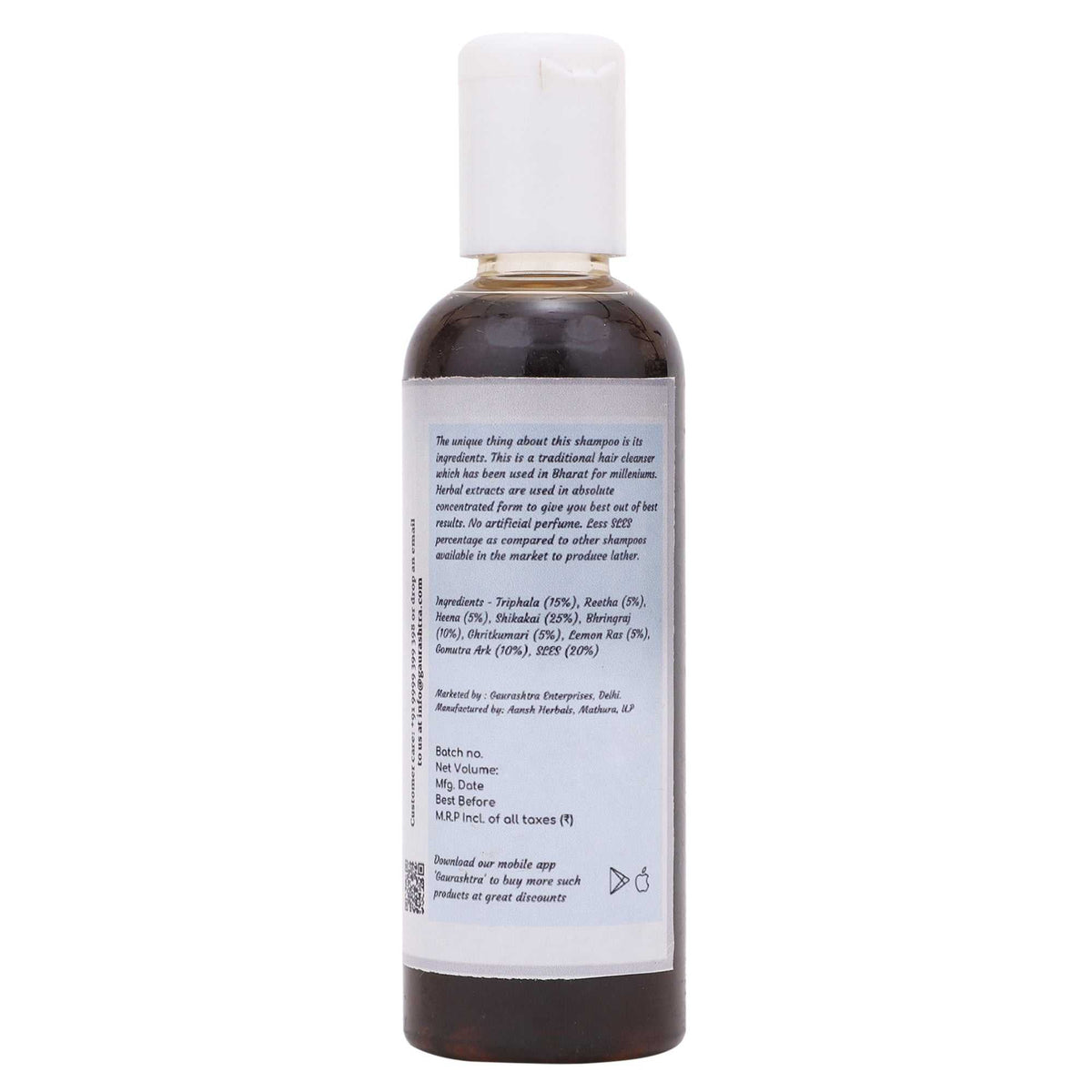 Gaurashtra Reetha Shampoo 100ml bottle with Amla and Shikakai for natural hair fall control and dandruff reduction