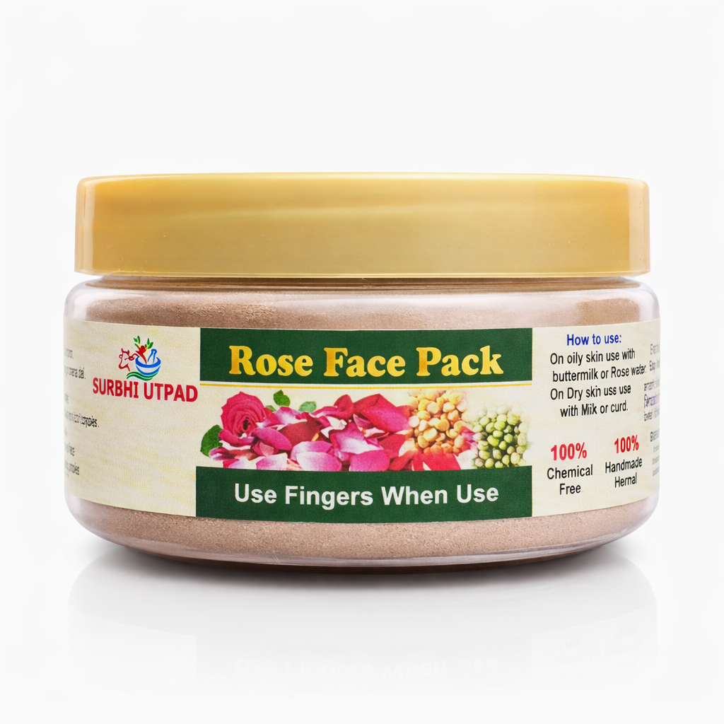 Surbhi Rose Face Pack 80 GM with neem, lemon, haldi, multani mitti for all skin types, chemical-free and handmade