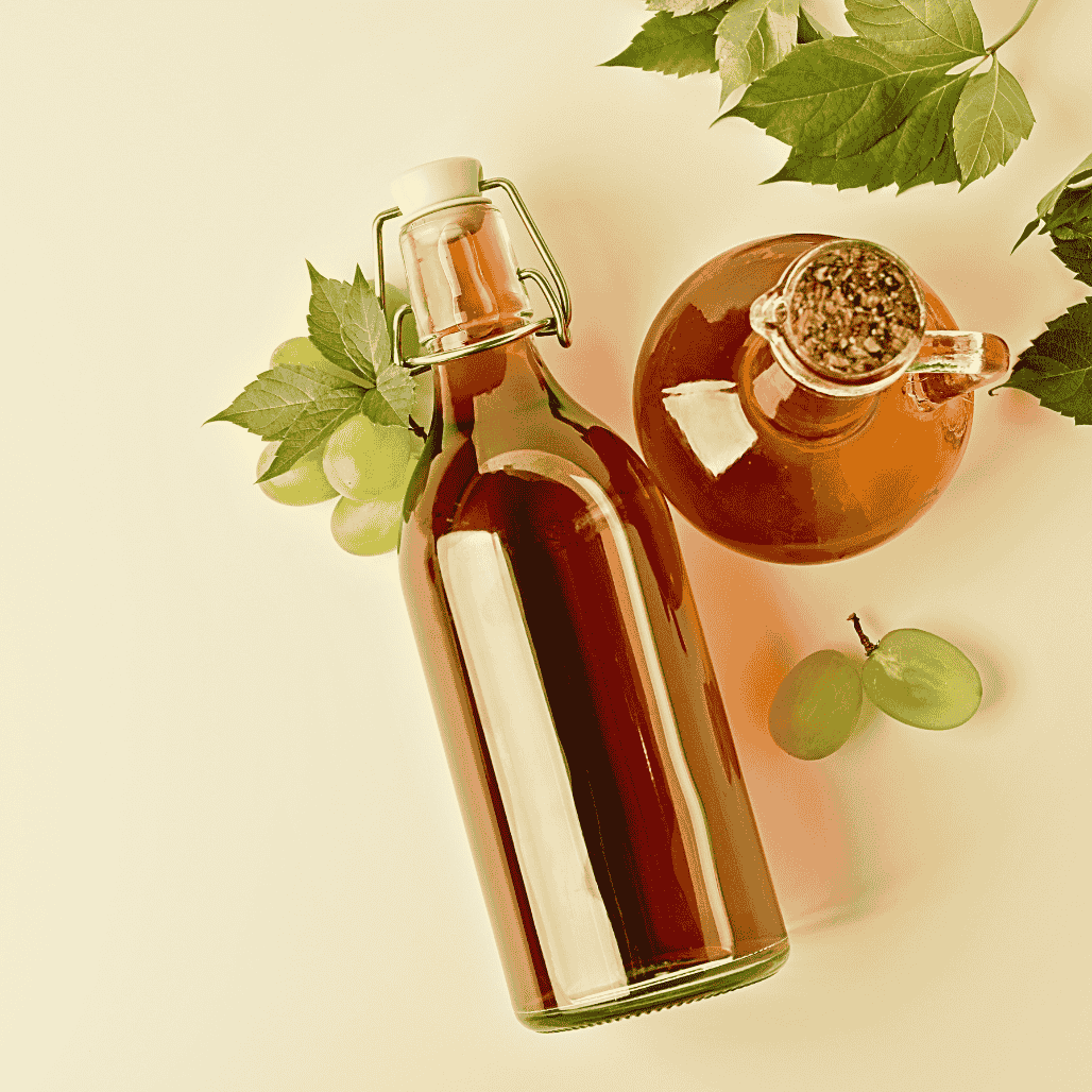 Vinegar in two glass bottles