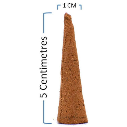 Loban Dhoop Cone measuring 5 cm height and 1 cm width.