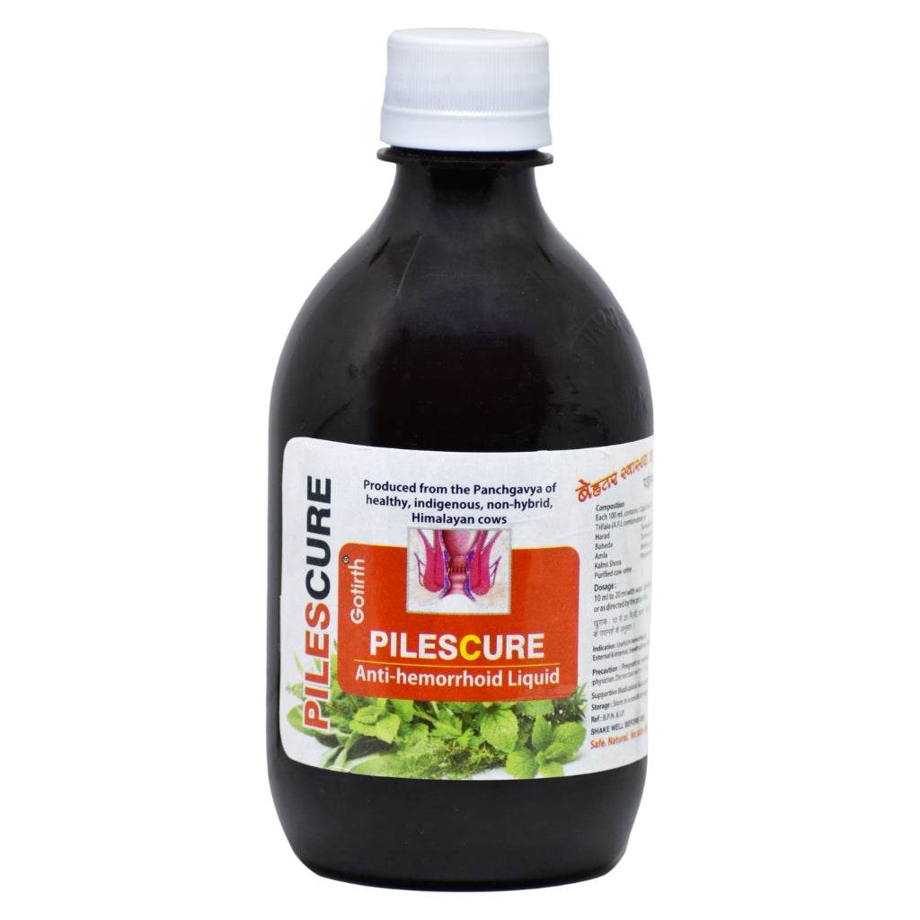 Gotirth Piles Cure 400 ML ayurvedic medicine for piles treatment.