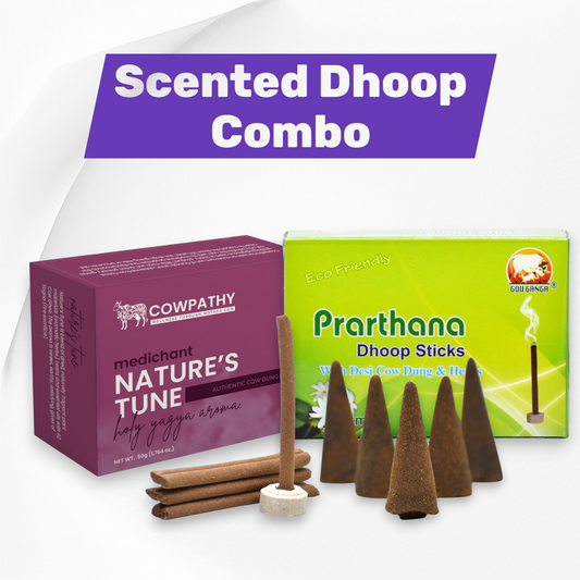 Sugandhit Prarthana (Premium Charcoal-Free Cow Dung Dhoop Combo)